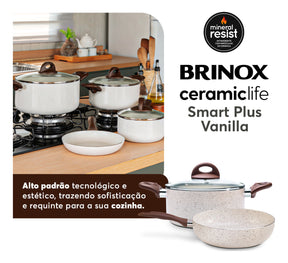 Jogo De Panelas 7 Peças Brinox Ceramic Life Vanilla