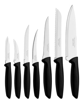Jogo De Facas Tramontina Plenus Em Aço Inox 7 Peças Cor Preto Casa Cozinha