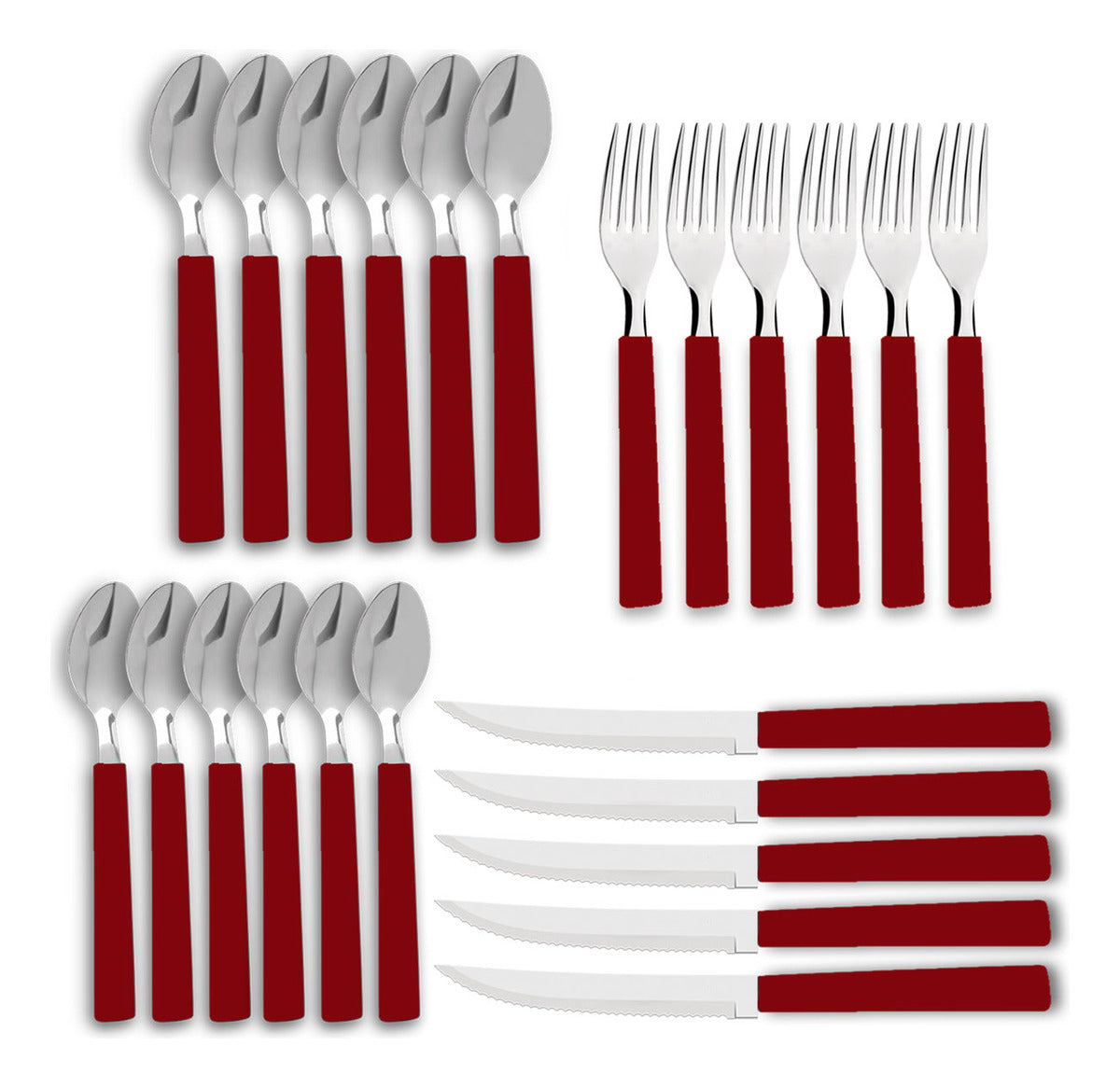 Faqueiro Riviera Em Aço Inox Vermelho 24 Pcs Brinox 6025/752