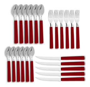 Faqueiro Riviera Em Aço Inox Vermelho 24 Pcs Brinox 6025/752