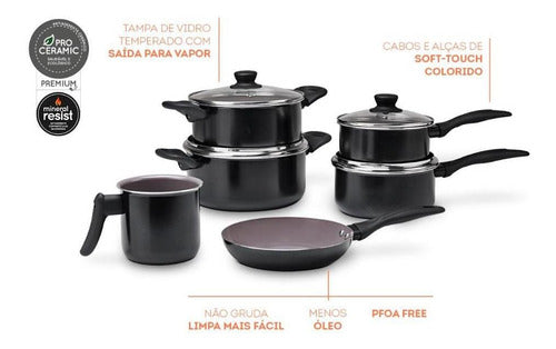 Jogo De Panelas 6 Peças Ceramic Life Tulip - Brinox