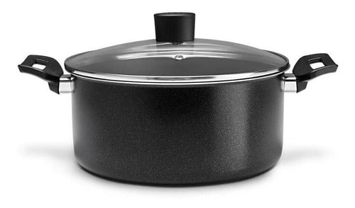 Jogo Panelas Antiaderentes Tampa Vidro Preto 7 Pcs Brinox