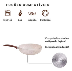Wok Antiaderente Tampa Ø28 Ceramic Life Fogao Indução Brinox
