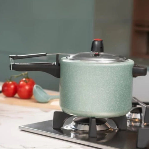 Panela De Pressão Ceramic Life Vapt 4,5l Verde Brinox