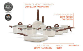 Jogo De Panelas Ceramic Life Brinox Smart Plus 8 Peças Vanil