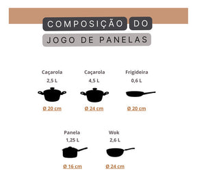 Jogo De Panelas 5 Peças Ceramic Life Marble Blend Brinox