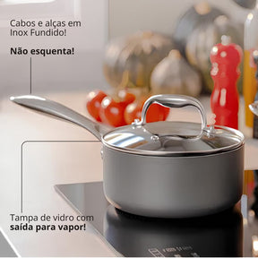 Panela Tampa De Vidro Pro-flon 2,55l Indução Diamond Brinox
