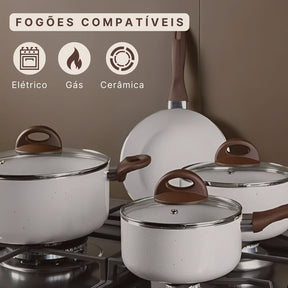 Jogo De Panelas Ceramic Life Brinox Smart Plus 8 Peças Vanil