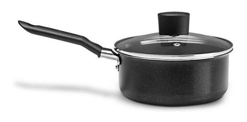 Jogo Panelas Antiaderentes Tampa Vidro Preto 7 Pcs Brinox