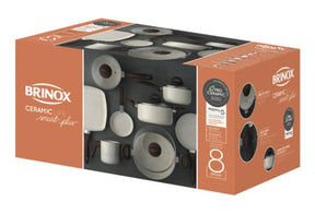 Jogo De Panelas Ceramic Life Brinox Smart Plus 8 Peças Vanil
