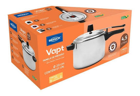 Panela De Pressão Alumínio Polido 4,5 Litros Vapt Brinox