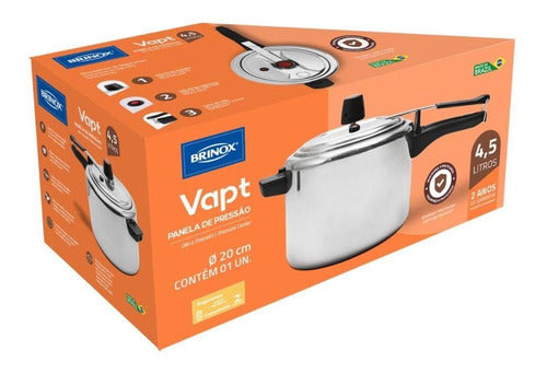 Panela De Pressão Alumínio Polido 4,5 Litros Vapt Brinox